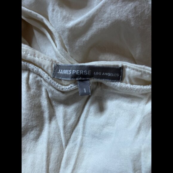 James Perse Dress 1 / US Small Womens Ivory Smocked Waist Tent Mini - Picture 5 of 7